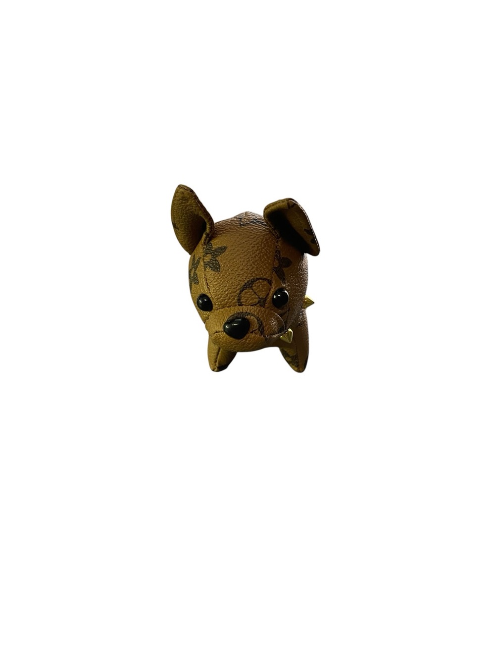 Brown Designer-Pattern Plush Dog Toy with Stud Detail